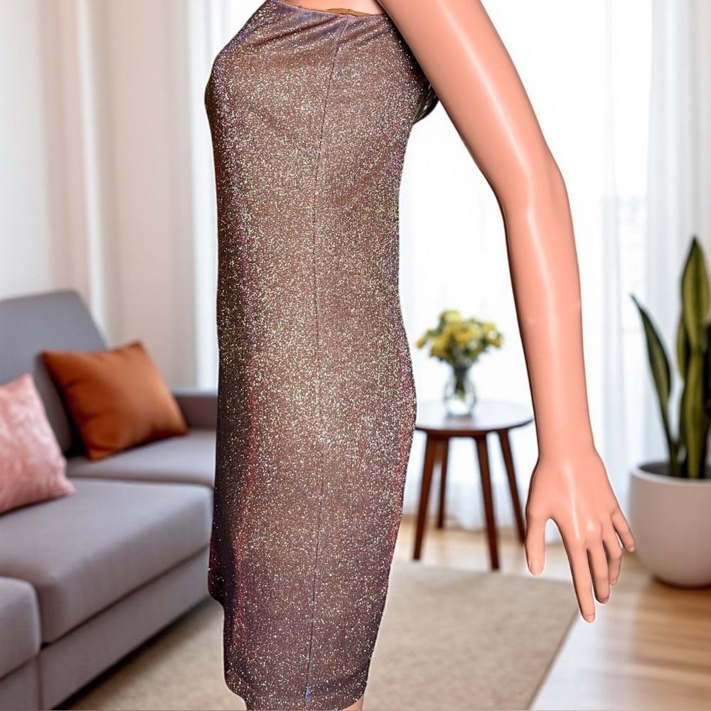 Bardot Sparkle Shimmer Bodycon Dress. Brown & Gold. New! Size 6 - Picture 3 of 8